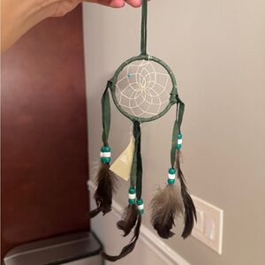 Green Leather Dreamcatcher made by Natives